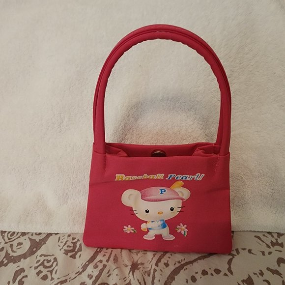 Dark blue jean child crossbody embellished flowers & small pink clutch purse - Picture 5 of 6